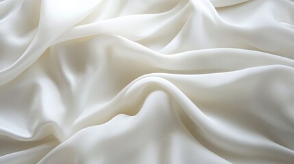 Obraz premium Close-up macro image of white bedding fabric, capturing the subtle wrinkles and soft folds with gentle lighting for a serene and elegant background.