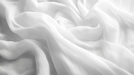 Obraz premium Artistic close-up macro shot of white fabric, showcasing the intricate wrinkles and soft folds with gentle lighting for a sophisticated and elegant background.