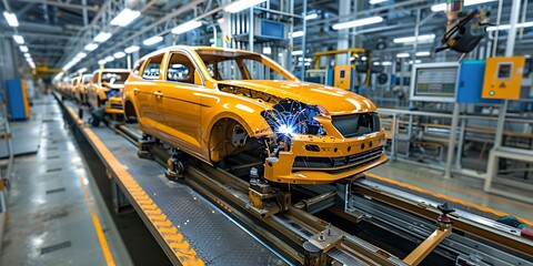 Naklejka premium Vehicle Assembly Line 