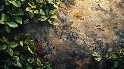 Luxurious stucco wall texture with tropical greenery background for product display. Concept Stucco Wall Texture, Tropical Greenery, Product Display, Luxurious Setting