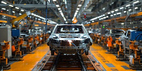 Naklejka premium Vehicle Assembly Line 