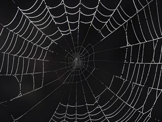 Naklejka premium Dewy spiderweb close-up