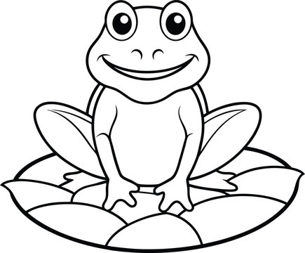recommend clip art: frog on a white Cute happy line art illustration 