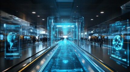 Smart Airports with AI-Driven Passenger Management Systems: An airport where passenger flow and security are managed by AI for efficiency.