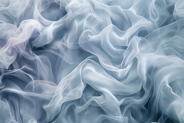 Obraz premium An ethereal abstract background resembling swirling smoke, with wisps of smoke in varying densities creating fluid, organic shapes. The color palette includes shades of white, gray