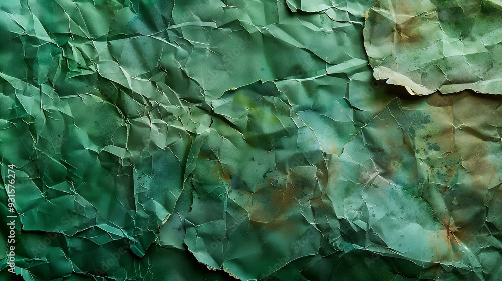Poster old paper texture green background : generative ai