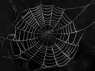 Obraz premium Dew-covered spiderweb