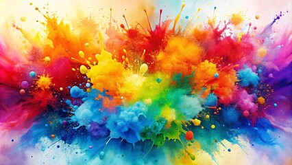 Fototapeta premium Bright watercolor painting with vibrant paint splash elements , watercolor, painting, vivid, colorful, artistic
