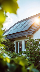 A family house in Germany with solar panels on the roof 