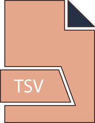 TSV File format icon in shapes 2 colors and side contour