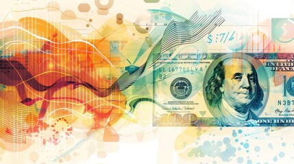 Business concept. Financial report and U.S. dollar bills on the table