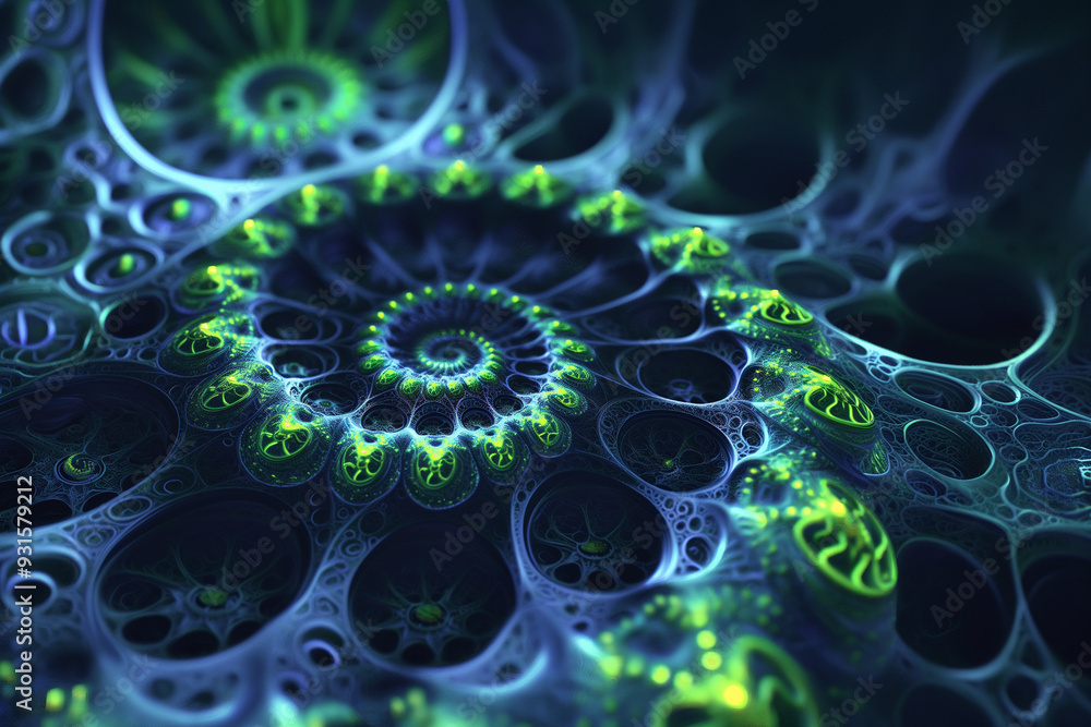 Poster a mesmerizing abstract background with intricate fractal patterns, featuring repeating, self-similar