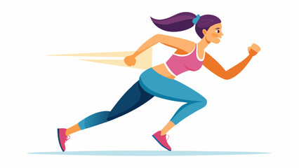 Athletic female running side view full-length vector illustration on white background