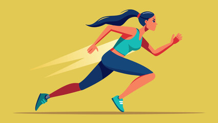 Athletic female running side view full-length vector illustration on white background