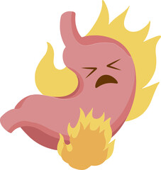 Heartburn colorful flat internal organs illustration