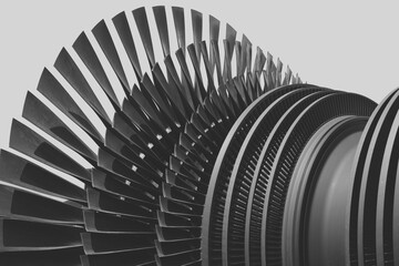 Turbine Blades, High Precision Advance Engineering. Large Fan blade Layers Steel Part Rotor In Jet...