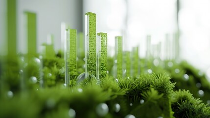 The background is made of live green moss. Eco-friendly wall decoration with plants. High quality photo