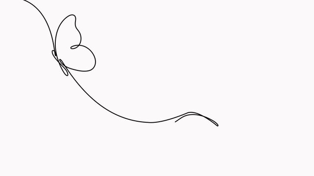 Butterfly flying on human hand continuous line art drawing animation.