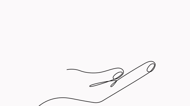 Butterfly flying on human hand continuous line art drawing animation.