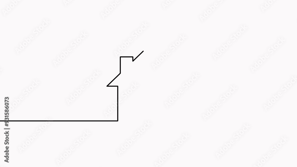 Poster house continuous line drawn animation. home line art symbol animated video.