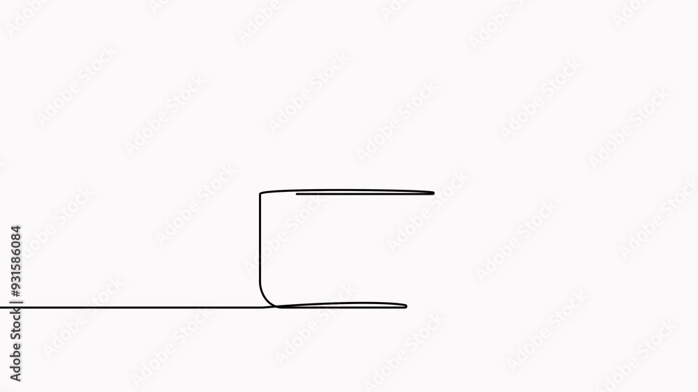 Poster house continuous line drawn animation. home line art symbol animated video.