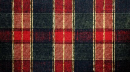 Traditional plaid textile pattern in red and green tones. Perfect for Christmas themes, cozy interiors, or classic designs.