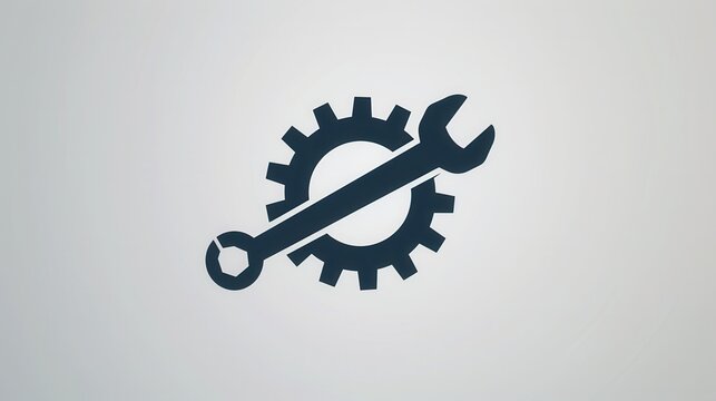 A minimalist logo combines a wrench and gear, representing mechanical work and repair services in a clean, modern style. Generative AI