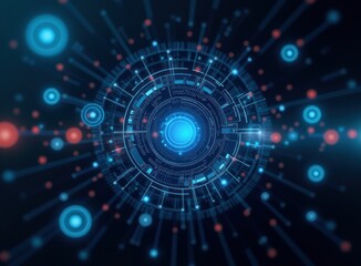 Tech background featuring a glowing network design. Modern backdrop design for banners and posters. Generative AI