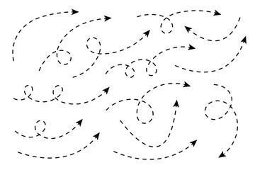 Curved dotted arrow. Zigzag arrow stripes design with dotted lines.