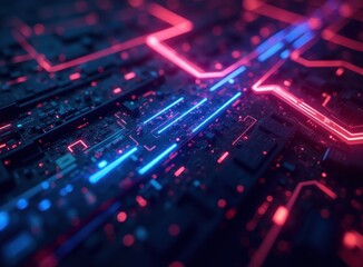 Obraz premium Tech background featuring a glowing network design. Modern backdrop design for banners and posters. Generative AI