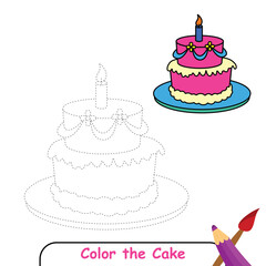 Cake coloring book for kids. kids coloring page. cake vector illustration. for coloring, print, game, design