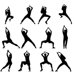 vector shilouette of yoga style on white background