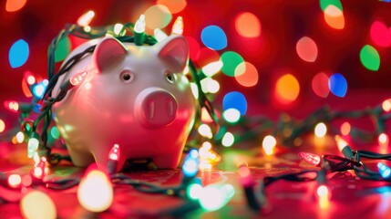 The piggy bank with lights
