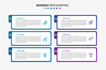 Fototapeta premium Business infographics design template with 6 options, steps or processes