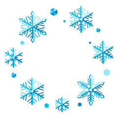 Frame with abstract snowflakes. Merry Christmas and Happy New Year illustration.