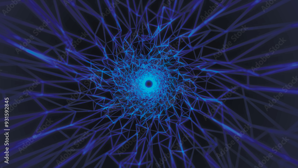 Poster motion graphic of flying into digital technologic tunnel. abstract digital background. data flow inf