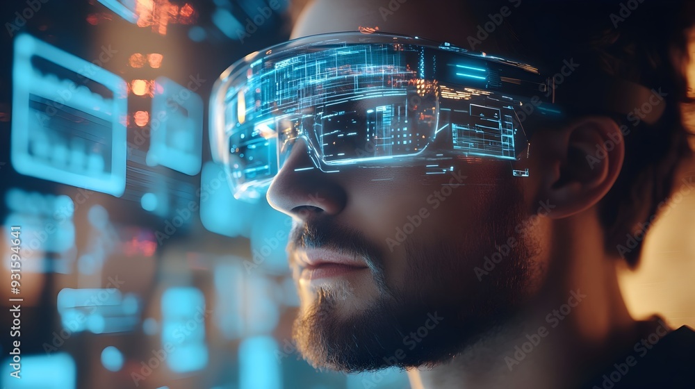 Poster digital twin enhancing real world experience with augmented reality overlays a futuristic concept sh