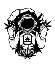 Fototapeta premium Astronaut Smoking Weed | Rasta High | Astronaut | Marijuana Leaf | Smoking Blunt | Weed Life | Smoking Weed | 420 | Original Illustration | Vector and Clipart | Cutfile and Stencil