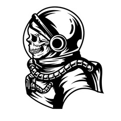 Astronaut Skull | Dead Astronaut | Astronaut | Extraterrestrial | Space Traveler | Cosmonaut | Space Skull | Skull with Space Suit | Original Illustration | Vector and Clipart | Cutfile and Stencil