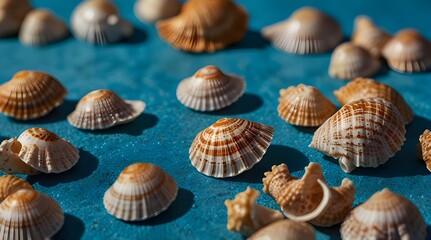 Panoramic view of starfish and seashells isolated on transparent background. Seashell for you design. generative.ai
