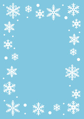 Frame with abstract snowflakes. Merry Christmas and Happy New Year illustration.