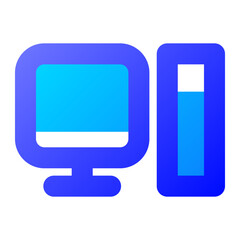 Computer Gradient Filled Two-Tone Style Icon Perfect for School and Education Theme