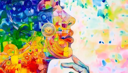 Obraz premium Explosion of colors from an artist in the concept of creative and art inspiration. Finest generative AI.