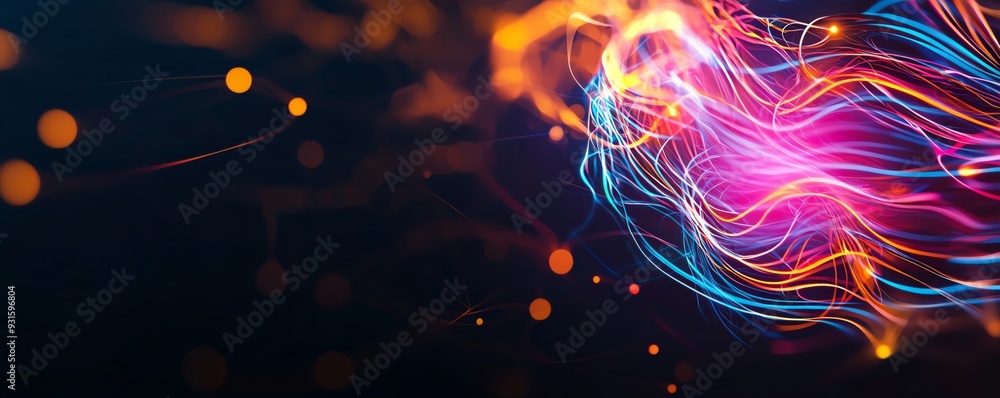 Poster a vibrant abstract design featuring flowing lines and luminous colors, perfect for backgrounds or cr