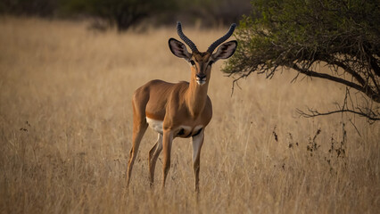 Fototapeta premium a male impala antelope in the bush of Etosha NP
