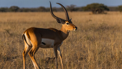 a male impala antelope in the bush of Etosha NP
