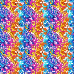 Hippie dripping marble paint effect digital pattern with whimsical ink splodge graphic design. Playful psychedelic festival summer party fun backdrop for wallpaper artwork in repeat cover