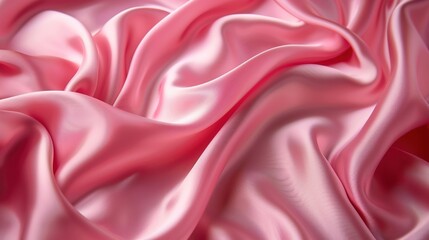 Obraz premium Smooth pink satin fabric draped elegantly, showcasing its soft texture and sheen.