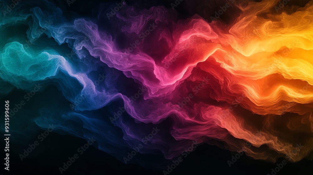 Poster vibrant abstract waves of color blend together, creating a mesmerizing visual that evokes creativity