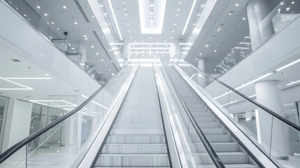 Obraz premium Snow-white shopping center. Empty shelves of a modern shopping center. Interior and design concept.